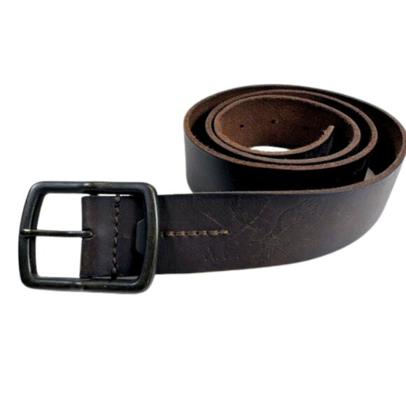 American Eagle Outfitters Mens 36 Genuine Leather Logo Buckle Belt - Picture 1 of 6